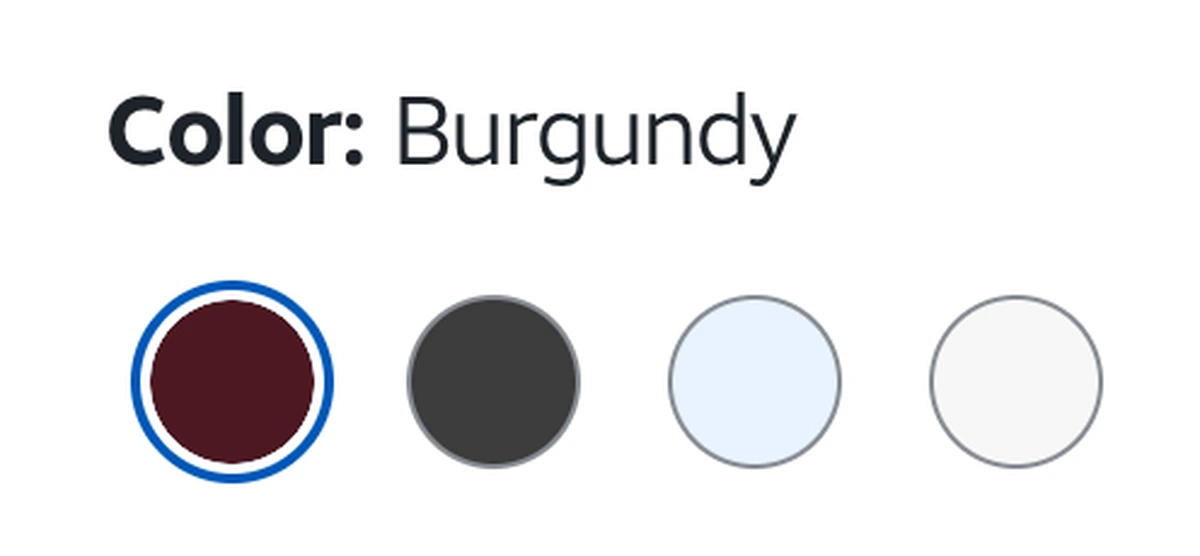 On the AT&T Business site today: Color Burgundy with four swatches, each drawn with a ring and the selected one ringed in blue