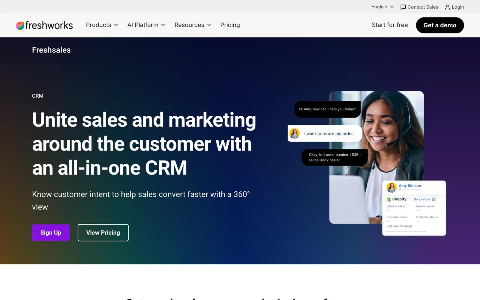 Freshsales Suite live today: a dark hero banner with a product screen and award badges