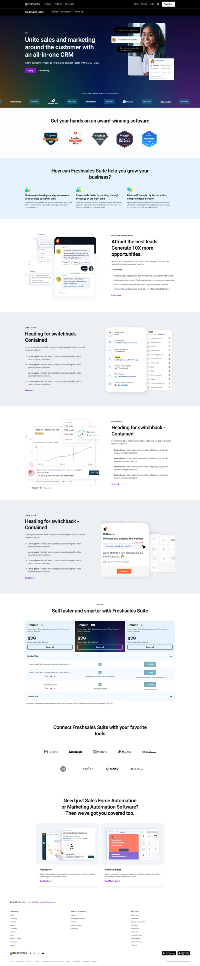 The full Freshsales Suite mockup built from library components